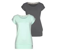 Yoga & Relax Shirt OCEAN SPORTSWEAR "Soulwear - Essentials Yoga Shirts", Damen, Gr. 36, grün (mint, anthrazit), Single Jersey, Obermaterial: 92% Polyester, 8% Elasthan, figurbetont hüftbedeckend, Rund