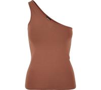 Yoga & Relax Shirt URBAN CLASSICS "Urban Classics Damen Ladies Asymmetric Top", Damen, Gr. XXL, terracotta, 95% Baumwolle, 5% Elasthan, unifarben, slim fit, asymmetrischer Ausschnitt, Tops (20491607-X