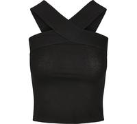 Yoga & Relax Shirt URBAN CLASSICS "Urban Classics Damen Ladies Cross Top", Damen, Gr. 4XL, schwarz, 95% Baumwolle, 5% Elasthan, unifarben, slim fit, Neckholder, Shirts (53369156-4XL) schwarz