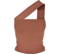 Yoga & Relax Shirt URBAN CLASSICS "Urban Classics Damen Ladies One Strap Top", Damen, Gr. L, braun (terracotta), 95% Baumwolle, 5% Elasthan, unifarben, regular fit, asymmetrischer Ausschnitt, Tops (38