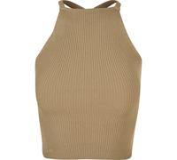 Yoga & Relax Shirt URBAN CLASSICS "Urban Classics Damen Ladies Rib Knit Crossed Back Top", Damen, Gr. 5XL, beige (unionbeige), 35% Polyacryl, 35% Viskose, 30% Polyamid, unifarben, slim fit, ohne Aussc