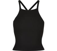 Yoga & Relax Shirt URBAN CLASSICS "Urban Classics Damen Ladies Rib Knit Crossed Back Top", Damen, Gr. L, schwarz, 35% Polyacryl, 35% Viskose, 30% Polyamid, unifarben, slim fit, ohne Ausschnitt, Shirts