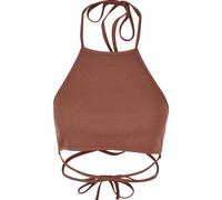 Yoga & Relax Shirt URBAN CLASSICS "Urban Classics Damen Ladies Rib Trapeze Cropped Top", Damen, Gr. XL, terracotta, 75% Polyester, 20% Viskose, 5% Elasthan, unifarben, slim fit, Neckholder, Shirts (66