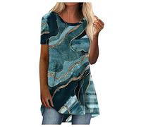 Yoga Shirt Damen Locker Eterna Bluse Damen Corsette Damen Top Damen Tshirt Sommer Weißes Tshirt Damen Trachtenbluse Damen Weiß Damen Sommer Tunika Damen Kurzarm(Blau, S)