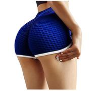 Yoga Shorts Damen Kurze Boom Booty Leggings Kurze Seamless Sportshorts Anti Cellulite Jogginghose Lange Elastische Hotpants Traininghose Cool Atmungsaktiv Laufshorts Training Hosen(Blau,5XL)