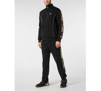 Yoga-Sweatjacke PLEIN SPORT "Jogging-Jacke", Jungen, Gr. M, 0294, schwarz, lightgold, Obermaterial: 88% Baumwolle, 12% Polyester, Sweatjacken (13188648-M) 0294, schwarz, lightgold