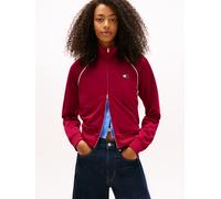 Yoga-Sweatjacke TOMMY JEANS "TJW BADGE TRACK JACKET EXT", Damen, Gr. S (36), lavish cerise, Sweatware, Obermaterial: 89% Polyester, 11% Elasthan, unifarben mit Farbeinsatz, angesetztes Bündchen, Sweat