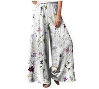 Yogahose Damen 3/4 Elegant Lang Bauchweg Hose Damen Blumenmuster Latzhose Hohe Taille Stoffhose Casual Einfarbig Leinenhose Baumwolle Leinen Sporthose Frauen Sporthose Frauen,Purple,3XL
