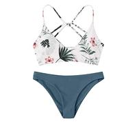 YOGALULU Bikini Plus Size BüGel Badeanzug Sportlicher Badeanzug Damen Badehose üBergrößE Bikini Damen Rosa Bikini GrößE 38 Blau Weiß Gestreifte Bikinihose