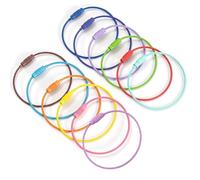 YOGAZEN 12 Stück Schlüsselring Drahtseil, 15cm x 2 mm Edelstahl Schlüsselring Bunt, Schlüssel Ringe, für hängende Gepäckanhänger, Schlüsselringe und ID Tag Wächter(12 Farben)