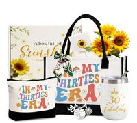 Yogopro 30 Geburtstag Frauen,7 Stück Canvas Einkaufstasche Tragetasche & Kosmetiktasche Set mit Grußkarte - 30. Geburtstagsgeschenke für Mutter Ehefrau Beste Freundin Schwester Freunde Geschenke