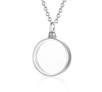 YOIEU Urnen-Andenken-Halskette aus Acryl, rund, Edelstahl, Gedenk-Asche-Medaillon, einfacher Urnenanhänger, Schmuck für Vater, Mutter, Familie, Souvenir, Gedenkmedaillon für Damen und Herren