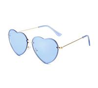YOJUED Herz Sonnenbrille mit Metall Frame Candy Color Sunglasses Love Heart Herzbrille für Damen Mädchen (Blau)