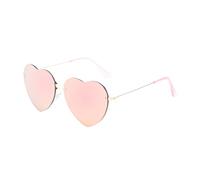 YOJUED Herz Sonnenbrille mit Metall Frame Candy Color Sunglasses Love Heart Herzbrille für Damen Mädchen (Gespiegeltes Rosa)