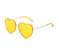 YOJUED Herz Sonnenbrille mit Metall Frame Candy Color Sunglasses Love Heart Herzbrille für Damen Mädchen (Gelb)