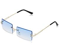 YOJUED Vintage Randlose Sonnenbrille für Damen und Herren Mode Retro Rechteck Brille UV400 Schutz (13-Blau)