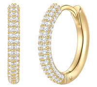 Yokoamii - Creolen aus Messing in Gelbgold mit Zirkonia 1 ct Damen