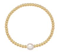 Yokoamii - Perlen-Armband aus Metall-Legierung in Gelbgold mit Süßwasser-Zuchtperle Armbänder & Armreife 1 ct Damen