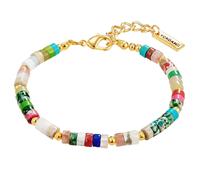 Yokoamii Damen Armband aus Metall-Legierung gelbgold mit Achat bunt Modeschmuckarmband