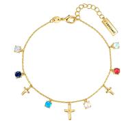 Yokoamii - Armband Kreuz aus Messing in Gelbgold mit Zirkonia Armbänder & Armreife Damen