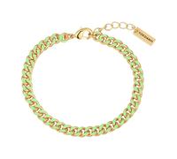 Yokoamii Damen Panzerarmband aus Messing gelbvergoldet 14 Karat mit Emaille grün