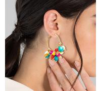 Yokoamii Creolen Metall-Legierung Naturstein in Gelbgold 52,8 mm Damen