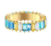 Fingerring YOKOAMII "Y109" Gr. 56, gelb (gelbgold), Fingerringe, Damen, 56, 2,6mm, Fingerring, Ring gelbgold Kristall bunt (29847737-56) gelbgold