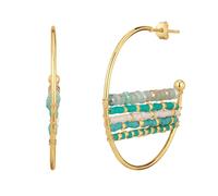 Yokoamii Creolen aus Messing in Gelbgold mit Glas 35,6 mm Damen