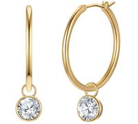 Yokoamii - Creolen aus Messing in Gelbgold mit Glaskristall 1 ct Damen