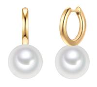 Yokoamii Creolen aus Messing in gelbgold mit Perle (synth.) 33,5 mm Damen