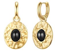 Yokoamii Creolen aus Metall-Legierung in Gelbgold mit Achat 34,4 mm Damen