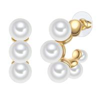 Yokoamii Creolen aus Metall-Legierung in Gelbgold mit Perle (synth.) 28,6 mm Damen