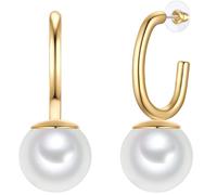 Yokoamii Creolen aus Metall-Legierung in Gelbgold mit Perle (synth.) 43,5 mm Damen