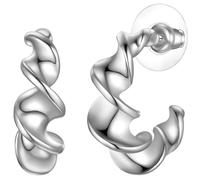 Yokoamii Creolen aus Metall-Legierung in Silber 25,1 mm Damen