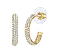 Yokoamii - Creolen aus Messing in Gelbgold mit Zirkonia 1 ct Damen