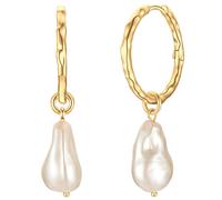 Yokoamii Creolen Metall Muschelkernperle in Gelbgold 56,2 mm Damen