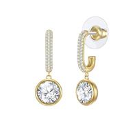 Yokoamii Damen Creolen aus Messing gelbvergoldet 14 Karat mit Zirkonia weiß Modeschmuckcreolen