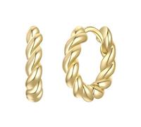 Yokoamii Damen Creolen aus Messing gelbvergoldet 14 Karat Modeschmuckcreolen