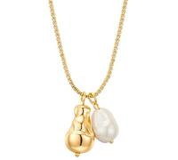 Yokoamii Damen Kette aus Metall gelbvergoldet 14 Karat mit barock Muschelkernperle ca. 8,5-9,0 mm Modeschmuckkette