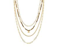 Yokoamii Damen Kette aus Metall-Legierung gelbgold mit Achat braun Modeschmuckhalskette