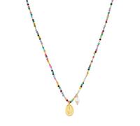 Yokoamii Damen Kette aus Metall-Legierung gelbgold mit Achat bunt Modeschmuckhalskette