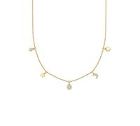 Yokoamii Damen Kette Messing gelbgold | gelbvergoldet 14 Karat, Ankerkette, Zirkonia, weiß, Stern/Kreis/Mond/Herz, Karabinerverschluss