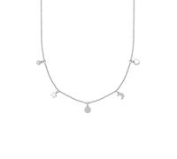 Yokoamii Damen Kette Messing | versilbert, Ankerkette, Zirkonia, weiß, Stern/Kreis/Mond/Herz, Karabinerverschluss
