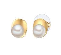 Yokoamii Ohrstecker Metall Süßwasser-Zuchtperle in Gelbgold 11,6 mm Damen
