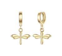 Yokoamii Damen Ohrringe Creolen aus Metall-Legierung Gelbgold-Optik mit Libelle ca. 34,0 mm