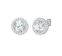 Yokoamii Ohrstecker aus Messing in silber mit Zirkonia 8,8 mm Damen