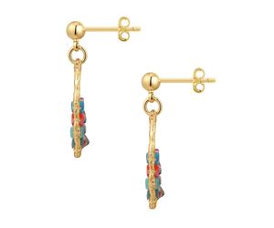 Yokoamii Ohrhänger aus Messing in Gelbgold mit Glas 27,2 mm Damen