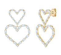 Yokoamii Ohrhänger Herz aus Messing in gelbgold mit Zirkonia 39,1 mm Damen