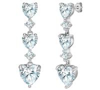 Yokoamii Ohrhänger Herz aus Messing in silber mit Zirkonia 28,8 mm Damen