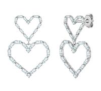 Yokoamii Ohrhänger Herz aus Messing in silber mit Zirkonia 39,1 mm Damen